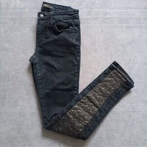 Joe's Jeans The Skinny Women 25 Black Excellent Quilted Moto Panel Denim